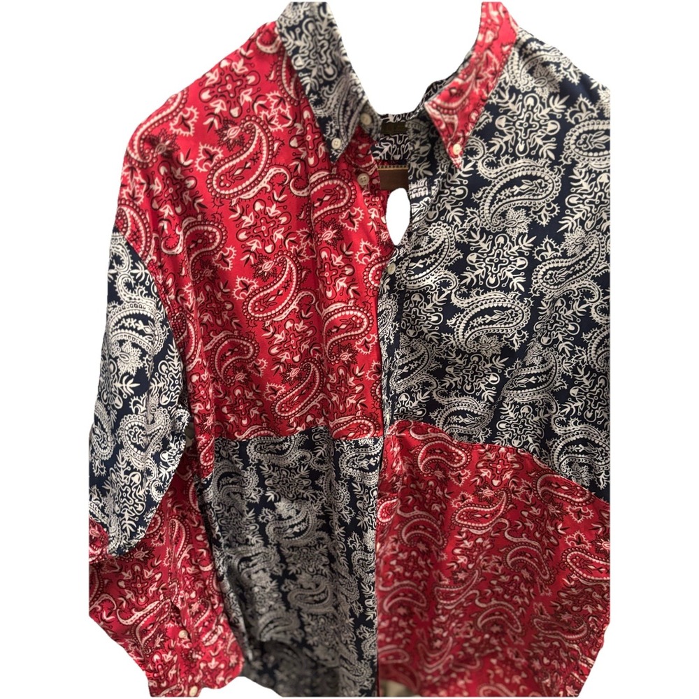 Evergreen‎ XL Bandana Pasily  Shirt Mens Country Western Handkerchief Pattern - Picture 5 of 7